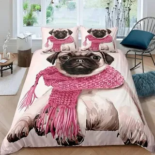 Kinder Bettwäsche Mops 135x200 cm 2-teilig Mikrofaser 3D Hund