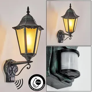 hofstein Außenleuchte Metall/Glas mit Bewegungsmelder IP44  E27 grün/schwarz