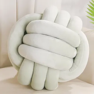 Yhoelata Knotenkissen, Dekokissen Grün, Zierkissen Aesthetic Sofakissen aus Samt, Bett Deko Kissen Runden für Kind Schlafzimmer, Geschenk 22 cm