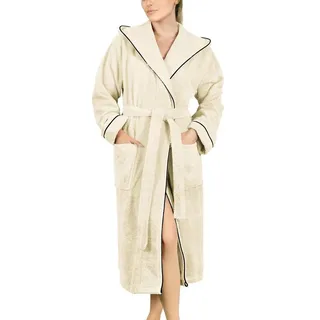 Laynenburg Damenbademantel Bademantel Damen Frottee Kapuze Baumwolle, Baumwolle, Gürtel, Frottee Kapuze Lang Baumwolle S-3XL weiß XXXL | 124 cm