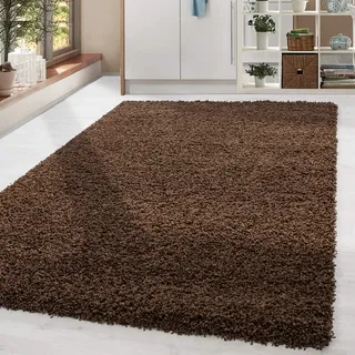 HomebyHome Shaggy Hochflor Teppich, 160x230 cm, Braun, weich, flauschig, modern, einfarbig, Perfekt für Wohnzimmer, für Wohnzimmer Schlafzimmer Flur