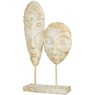 GILDE Deko SkulpturKopf Köpfe Masken - zum Stellen - Farbe/weiß/Gold, mit Verzierungen - Höhe 3 cm