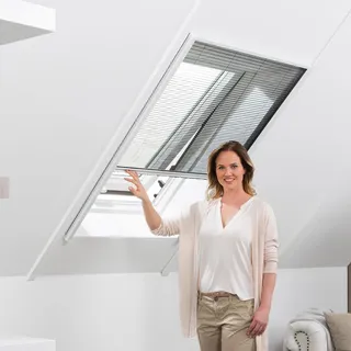 empasa Insektenschutz Fliegengitter Dachfenster Plissee Master Alurahmen | individuell zuschneidbar, als Selbstbausatz, verschiedene Größen und Farben, Farbe: weiß, Größe: 80 x 160 cm