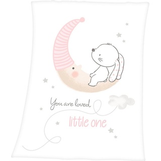 Babydecke Little Bunny, Baby Best, mit niedlichem Häschendesign, Kuscheldecke rosa|weiß