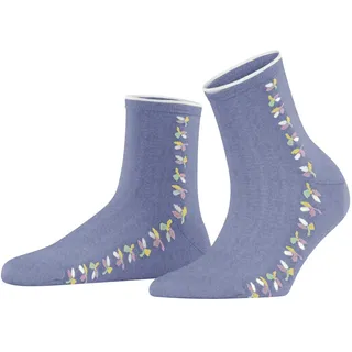 Esprit Damen Kurzsocken Structured Leaves, Baumwolle Lyocell, 1 Paar, Blau (Jeans 6458), 39-42 - 39-42