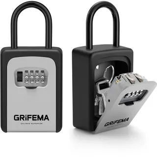 GRIFEMA Schlüsseltresor mit Zahlencode 12,2 x 9 x 4 cm Grau