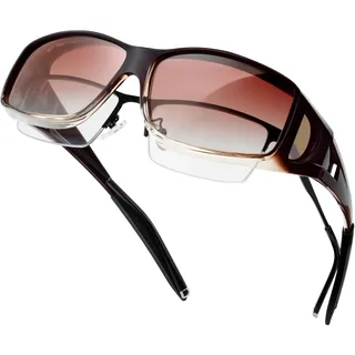 KANASTAL Sonnenbrille für Brillenträger Polarisiert Überzieh sonnenbrille Herren und Damen Braun Überziehbrille UV400 Schutz Fit over brille - Einheitsgröße
