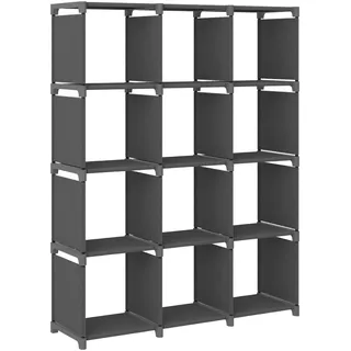 vidaXL Würfel Regal 12 Fächer Bücherregal Standregal Würfelregal Wandregal Lagerregal Aufbewahrung Raumteiler Grau 103x30x141cm Stoff