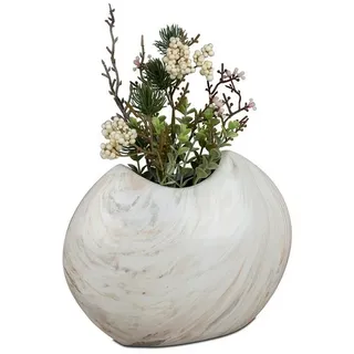 formano Dekovase Dekovase 17 cm Marmor (Stück, 1 St., 1 Vase ohne Dekoration), Blumenvase oval weiß