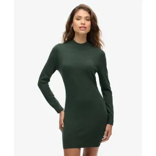 Superdry für Damen. W8011223A Grünes Strickkleid aus Merinowolle (XL), Lässig, Langarm