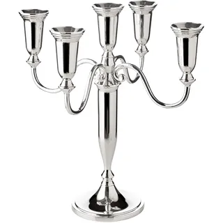 EDZARD Kerzenleuchter Venezia, 5-flammig (H 31 cm) edel versilbert, anlaufgeschützt - Kerzenhalter, Kerzenständer für Stabkerzen