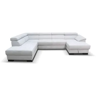 DOMO. collection Wohnlandschaft David FK, Rückenfunktion, grau | Longchair rechts mit Rückenfunktion, komfortable U-Form mit Federkern für entspanntes Sitzen, 337 x 232 x 78 cm (BxTxH)