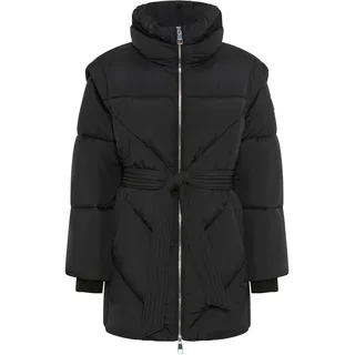 Steppjacke BOSS ORANGE "Piobella Premium Damenmode", Damen, Gr. 42, schwarz (schwarz 001), Web, Obermaterial: 100% Polyamid, unifarben, tailliert hüftbedeckend, elastischer Bund, Jacken Steppjacke, Regular Fit, tailliert, mit Gürtel