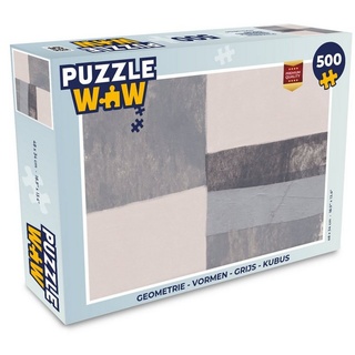 MuchoWow Puzzle Geometrie - Formen - Grau - Würfel, 500 Puzzleteile, Foto-Puzzle, Bilderrätsel, Puzzlespiele, Spielzeug bunt