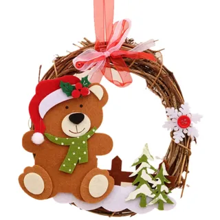 Sunfashion Adventskranz Künstlich Eukalyptus für die Haustür, hängender Kranz, Weihnachtsverzierung, Girlande für drinnen draußen, Haus, dekorativer Anhänger (Rentier, Schneemann, Weihnachtsmann) (