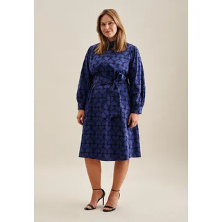 Sommerkleid SEIDENSTICKER Gr. 52, Normalgrößen, blau (dunkelblau) Damen Kleider Langarm Kragen Druck