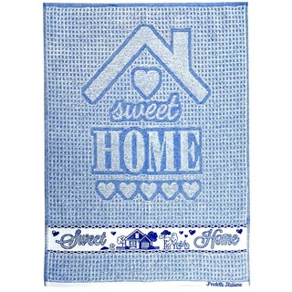 Geschirrtuch Home Sweet Home 50 x 70 cm, Küchenhandtuch aus Frottee, 100 % Baumwolle, hergestellt in Italien (blau)
