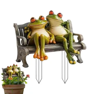 Generisch Gartenfiguren Frösche Outdoor | Froschpaar Bank Dekoration,2D Acryl Deko Figuren Für Garten Wohnzimmer