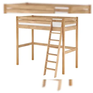 Erst-Holz Platzsparendes Hochbett Stockbett 90x200 Buche lackiert mit wählbarem Zubehör V-60.08-09 Rollrost und Matratze inkl.