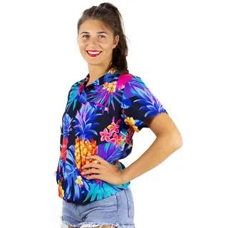 King Kameha Hawaiibluse Pineapple Blau 3XL