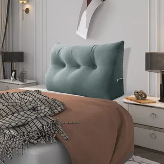BNCKTRD Kopfende Großes Rückenkissen Bequemes Lesekissen und Rückenteil im Bett Rückenlehne Kopfkissen Langes XXL Kissen für Sofa, Couch, Wandkissen Polster Samt Grau 100cm