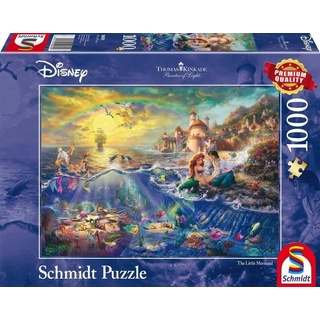 Schmidt Spiele Puzzle Thomas Kinkade, Disney Kleine Meerjungfrau Arielle. 1000 Teile Puzzle, Puzzleteile