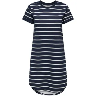 JACQUELINE DE YONG JDY Damen Kurzes T-Shirt Kleid Knielang Kurzarm Rundhals Mini Dress Gestreift JDYIVY, Farben:Weiß-Blau, Größe:M - M