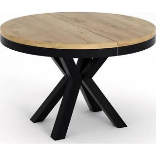 WFL GROUP Esstisch im Loft-Stil - Industrieller Tisch mit Schwarzen Metallbeinen - Platzsparender Tisch für Wohnzimmer - Craft Eiche - 120 cm Esszimmer, Tische, Esstische