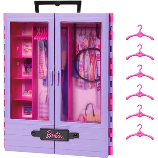 Barbie Puppenmöbel Kleiderschrank lila/rosa HJL65