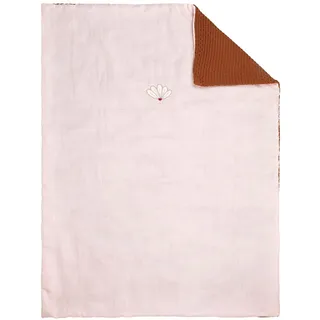 Nattou Kleine Kuscheldecke für Babys aus 100% Baumwolle (Musselin und Strick), 100 x 75 cm, Susie und Bonnie, Rosa/Braun