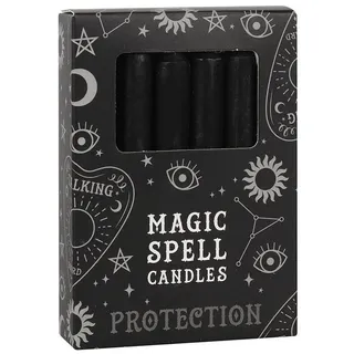 MystiCalls Stumpenkerze Wunschkerze Black Magic Hexenmagie Kerze Farbig Wunsch Spell Candel (12-tlg), Achtung: Brennende Kerzen nie unbeaufsichtigt lassen! rot|schwarz