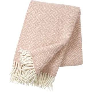 KLIPPAN Samba Wolldecke 130x200 cm Creme Rosa aus 100% Lammwolle weiche Kuscheldecke