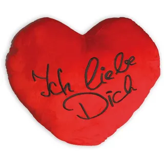 Close Up Herz Kissen XXL | Herzförmiges Kissen mit Ich Liebe Dich Schriftzug | rotes Plüschkissen | mit bestickter Botschaft | Für den Jahrestag, Valentinstag ... | 60 x 45 cm