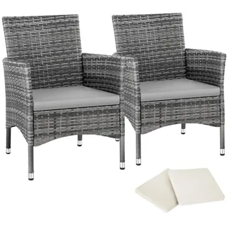 Tectake Rattansessel 57 x 59 x 85 cm 2 St. inkl. Sitzbezüge 4 St. grau/hellgrau
