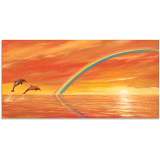 Wandbild »Regenbogen über dem Meer«, Wassertiere, (1 St.), 36722749-0 orange B/H: 60 cm x 30 cm