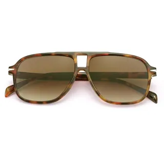 COASION Retro Pilot Sonnenbrille für Damen Herren Klassisch Rechteckig Doppelsteg Brille Übergröße 70er Jahre Vintage Eyewear UV400 Schutz(Schildpatt Rahmen/Gradient Braun Gläser) - L