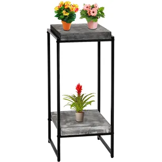 MCW Blumentisch MCW-K71, Blumenregal Beistelltisch Pflanzregal, MVG-zertifiziert MDF Metall dunkelgrau, 82cm
