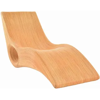 Krines Home Relaxliege Mistral Stromlinienförmige Geschwungene Rattanliege aus echtem Rattan, Lounge Liege Liegesessel beige