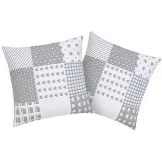 Dekokissen OTTO HOME "Gretje", grau (grau, gemustert), B:50cm L:50cm, Obermaterial: 50% Baumwolle, 50% Polyester, Dekokissen_Sitzkissen_Kissenhüllen, für Kinder, 50x50 cm, mit Reißverschluss, Baumwollmischung, Patchwork