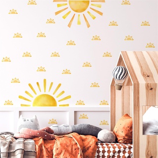 Große Wandtattoo Wandaufkleber Sonne Wandsticker für Kinder Mädchen Kinderzimmer Babyzimmer Kind Baby Mädchen Wandbild Wanddeko (B)