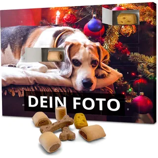 PhotoFancy - Hunde-Adventskalender mit eigenem Foto personalisiert - mit Leckerlis gefüllt - Weihnachtskalender für Hunde