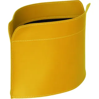 LIMAC Design GIUSY Zeitungsständer modern aus Leder, Zeitschriftensammler, Originaler Zeitungskorb, Bücherkorb, für Zuhause, Büro, Hotel, Hergestellt in Italien. (Gelb)
