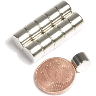 Neodym Magnet Mini 7x5mm Für Magnettafel Pinnwand Kühlschrank Starker Zylinder Magnete - Whiteboard Stabmagnet 7mm x 5mm – N45 Stark (10)
