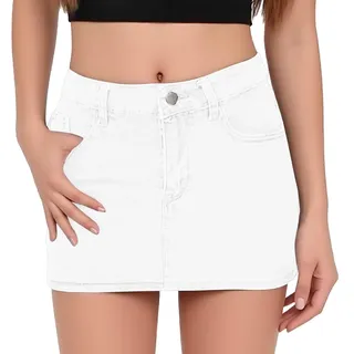 Jeansrock Damen Kurz Rock Sommer Jeans Für Knielang Wickelrock Ausgestellt Denim Skirt Röcke Frauen Skirts for Women