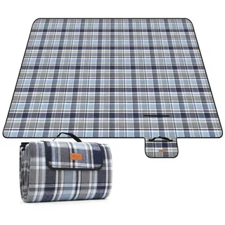 Picknickdecke Picknickdecke 200 x 200 cm Campingdecke Wasserdicht, 3 Schichten, Sekey, Campingdecke Wärmeisoliert mit Wasserdichter Unterseite blau|grau