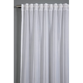 GARDINIA Vorhang mit verdeckten Schlaufen und Gardinenband, Lichtdurchlässig, Transparent, Gardine Voile Uni, Weiß, 140 x 245 cm