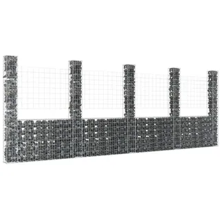 vidaXL Gabionenkorb U-Form mit 5 Säulen Eisen 500x20x200 cm