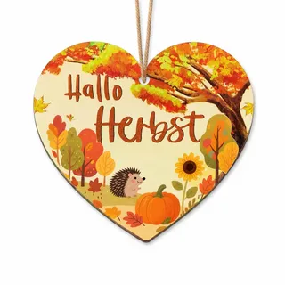 Herbstdeko Tür Hallo Herbst Schild aus Holz,Herbstdeko Bunte Bemalt | Fensterhänger,Herbstdeko zum Aufhängen,Erntedankfest Herbst Dekoration Herbstdeko zum Basteln Deko für Eingang,Balkon,Garten