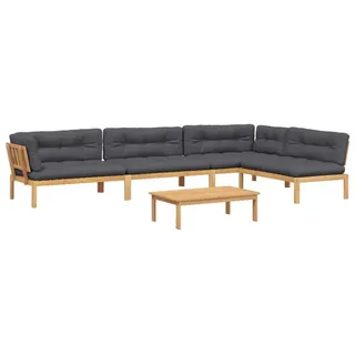 vidaXL Loungesofa 5-tlg. Garten-Sofagarnitur aus Paletten mit Kissen nholz, 1 Teile braun