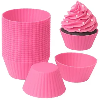 König Design Muffinform Backform Silikon Wiederverwendbare Muffinformen, (Set 24-tlg), Muffinförmchen Cupcake BPA-Frei rosa